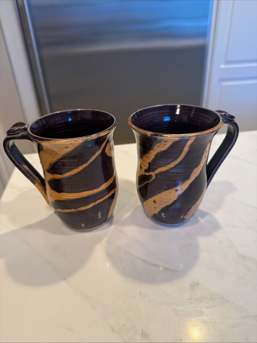Handcrafted Ceramic Glazed Set of 2 Mugs Fall Tones Rustic